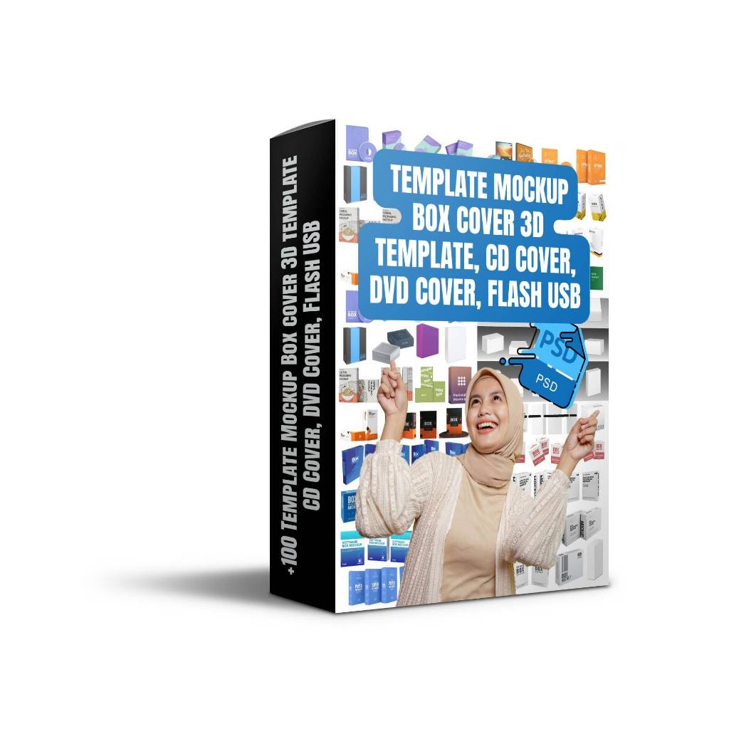 +100 Template Mockup Box cover 3D template, CD Cover, DVD Cover, Flash USB