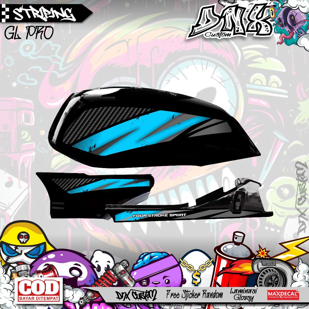 STRIPING STIKER LIS MOTOR HONDA GL MAX GL PRO NEO TECH 1996 ORIGINAL KARBON KD22