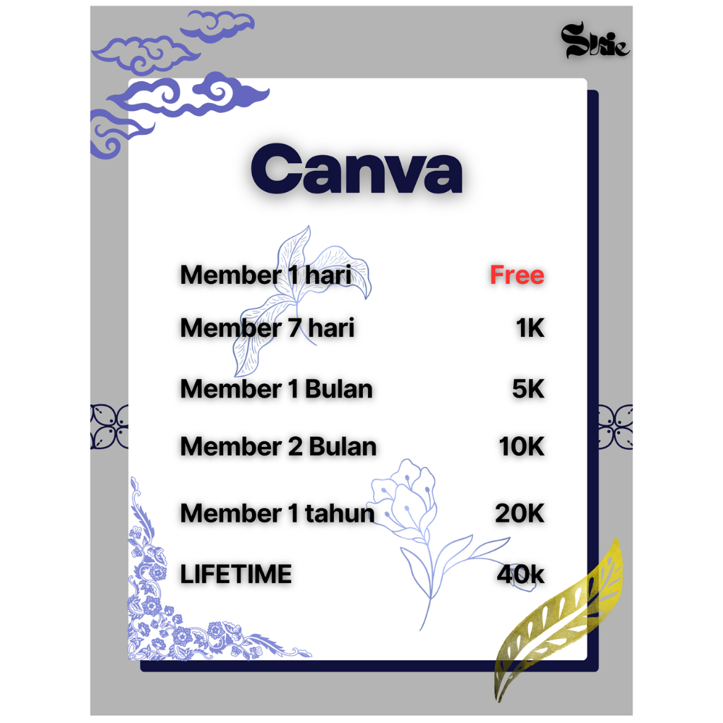 Gratiss | Canva PRO Semua fitur + Template Terbuka | 1 hari | Bulan | Tahun | Lifetime