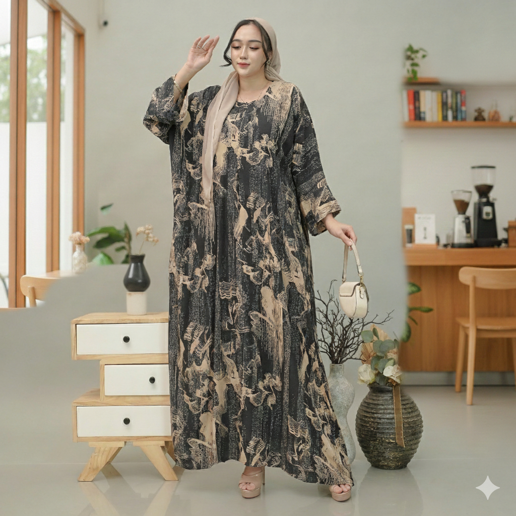 Alila Abaya Gamis Jumbo LD 130 Busui Friendly Rayon Premium Cocok buat Arisan Pengajian Harian