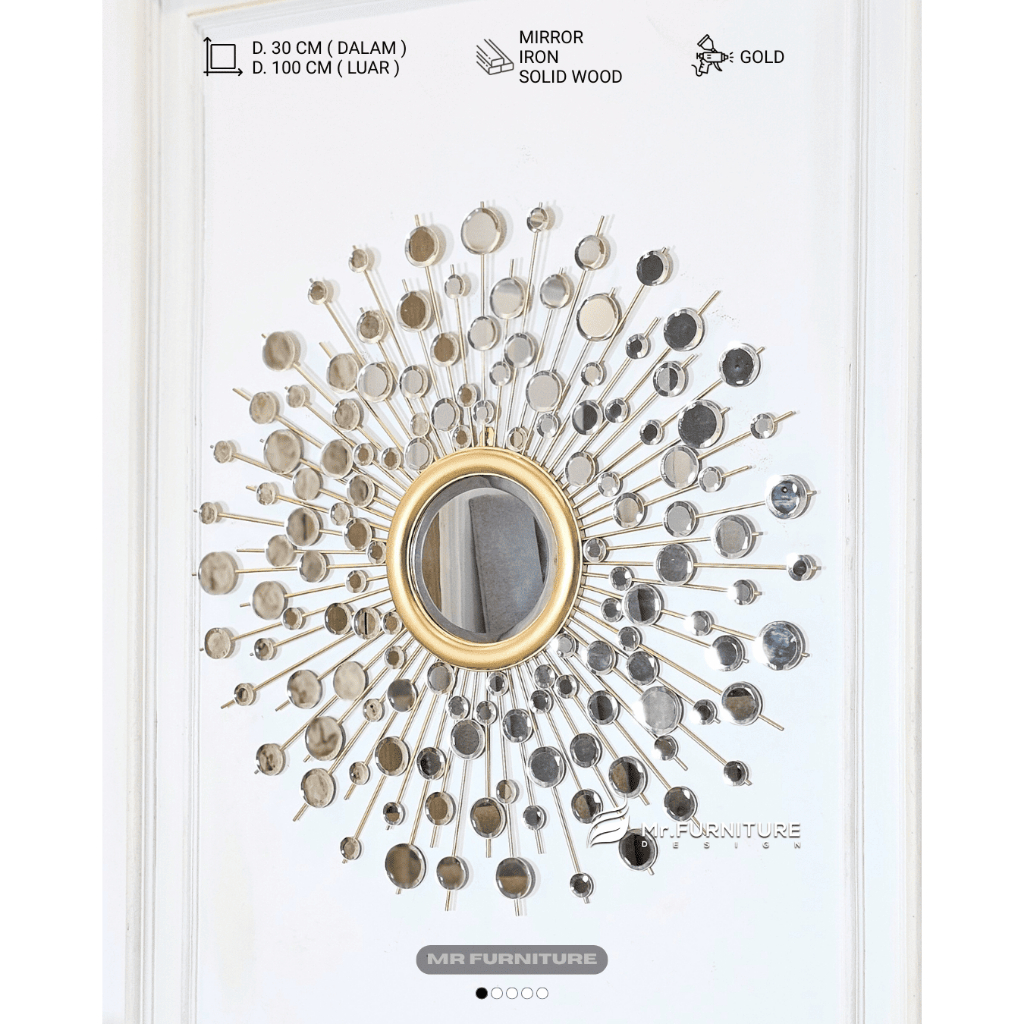 cermin bulat full bevel gold d 100 cm