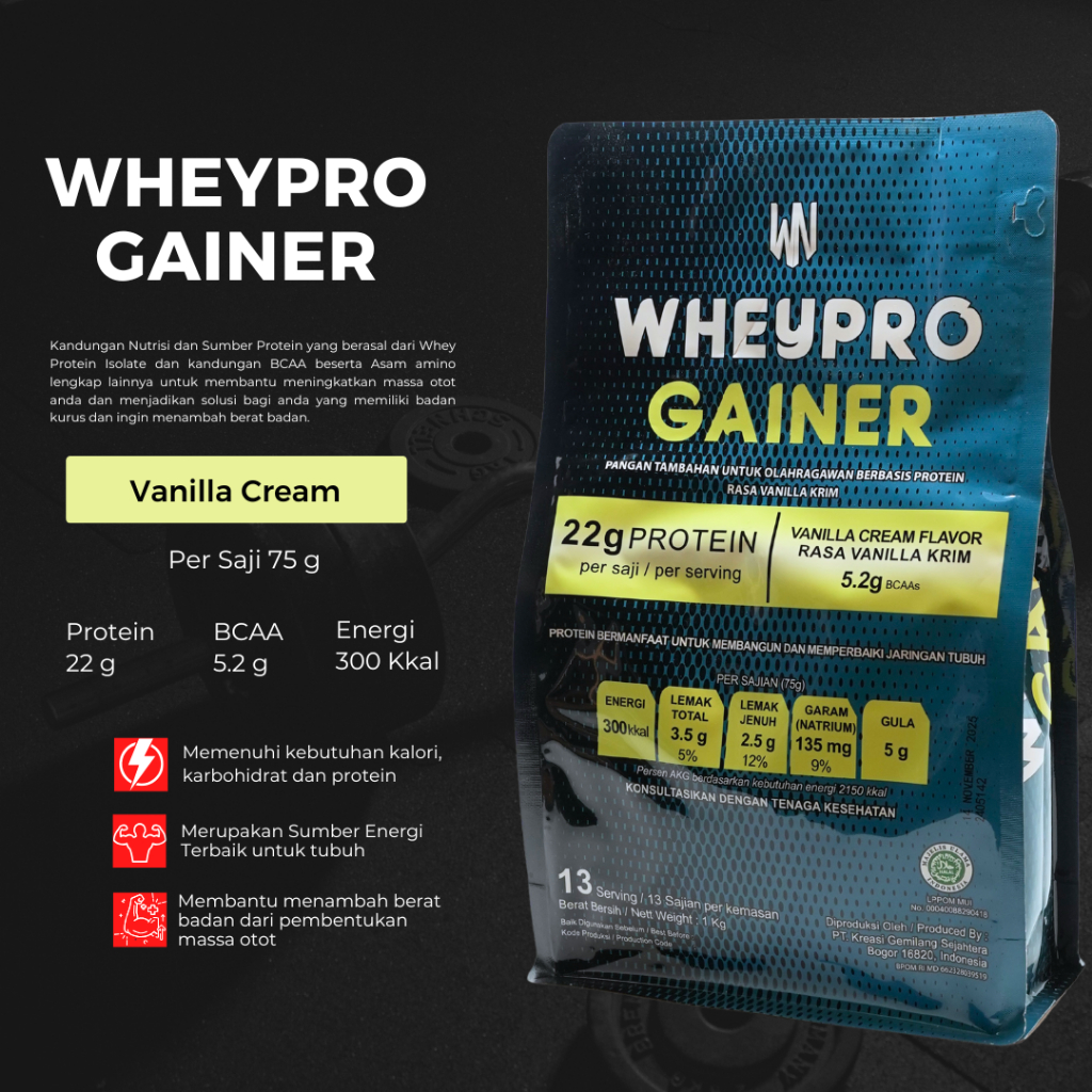 WHEYPRO NUTRITION - Whey Protein Gainer 1kg