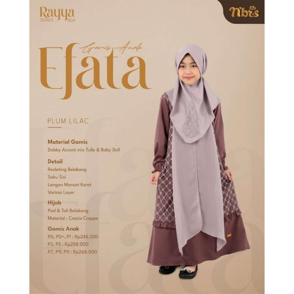 NIBRAS EFATA GAMIS ANAK PLUM LILAC/GAMIS ANAK NIBRAS/GAMIS KEKINIAN