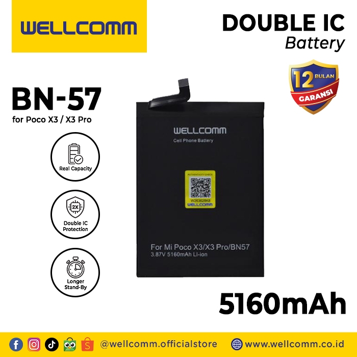 Battery Double Ic Wellcomm Xm Poco X3/Bn57/X3 Pro 5160mAh