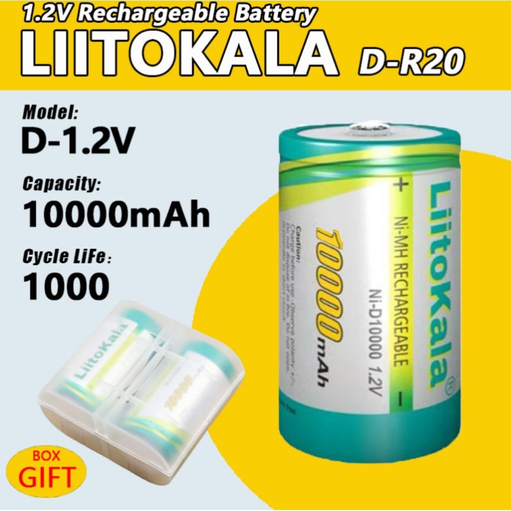 Baterai Tipe D 10.000 mAh Rechargerable/Baterai Cas Tipe D