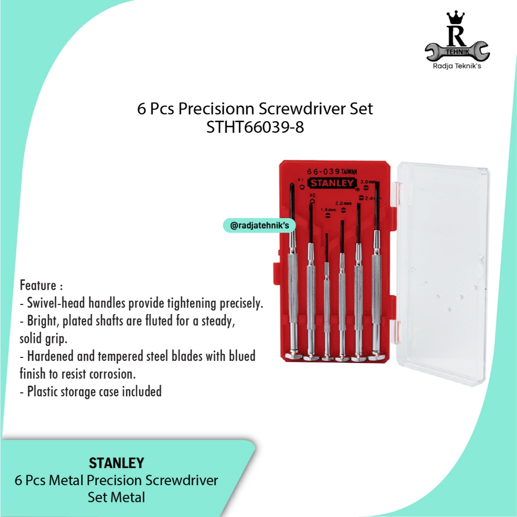 STANLEY  STHT66039-8 Screwdriver Precision Set  6pcs Screwdriver Precision Set Red Base Case  Set Ob