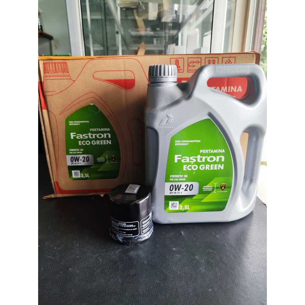 Paket OLI Fastron ECO GREEN SYNTHETIC OIL 0W 20 Original Pertamina & Filter Oli Mobil Toyota Agya, C