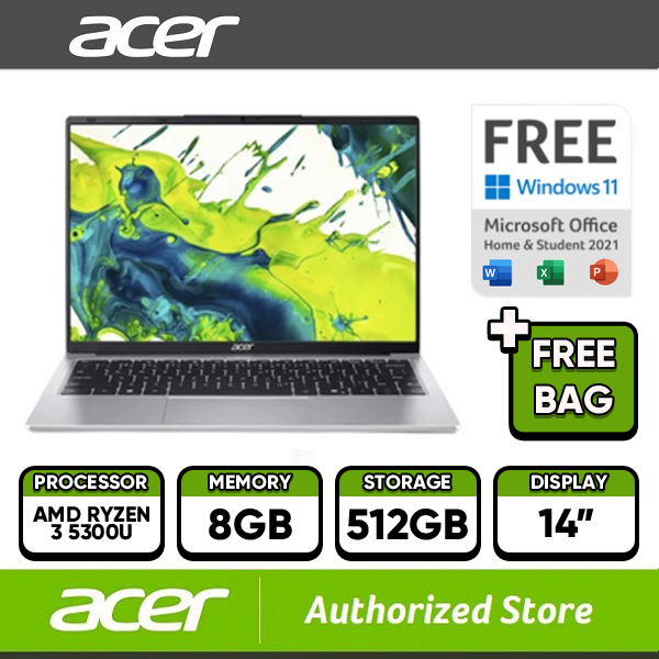 Acer Laptop AL14-42P-R2RJ AMD RYZEN 3 5300U 8GB 512 GB 14" WUXGA IPS W11