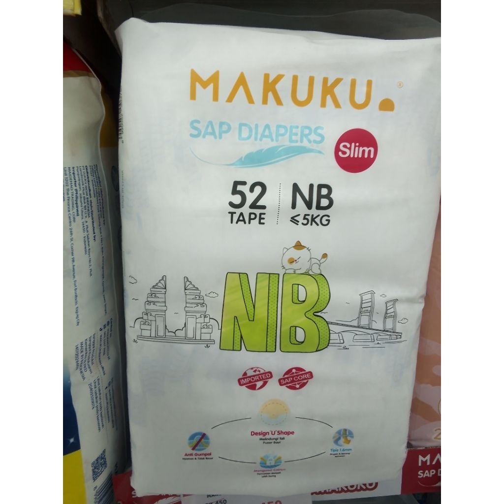 POPOK BAYI MAKUKU SLIM NB52 (POPOK UNTUK BAYI BARU LAHIR)