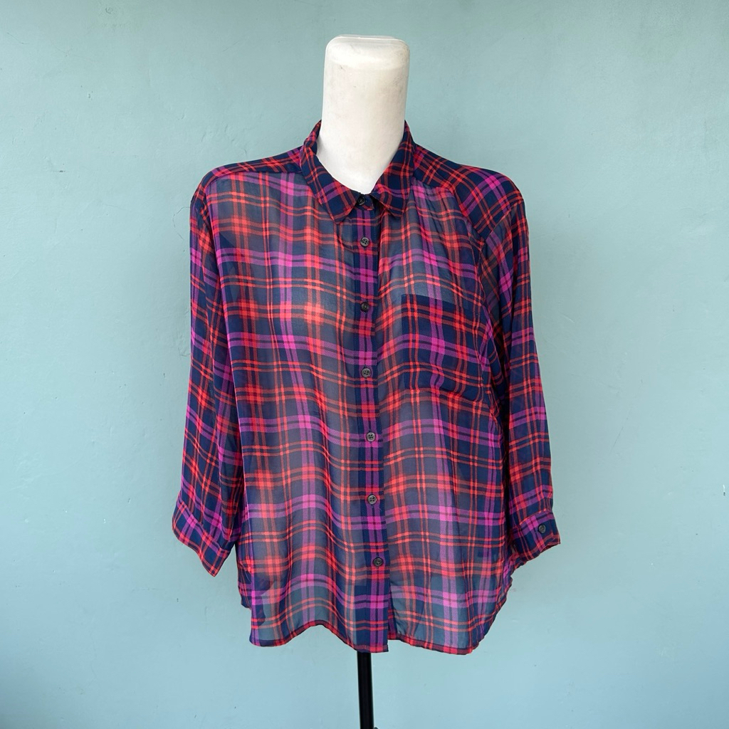 KEMEJA KOTAK UNIQLO FREE BAJU MERAH