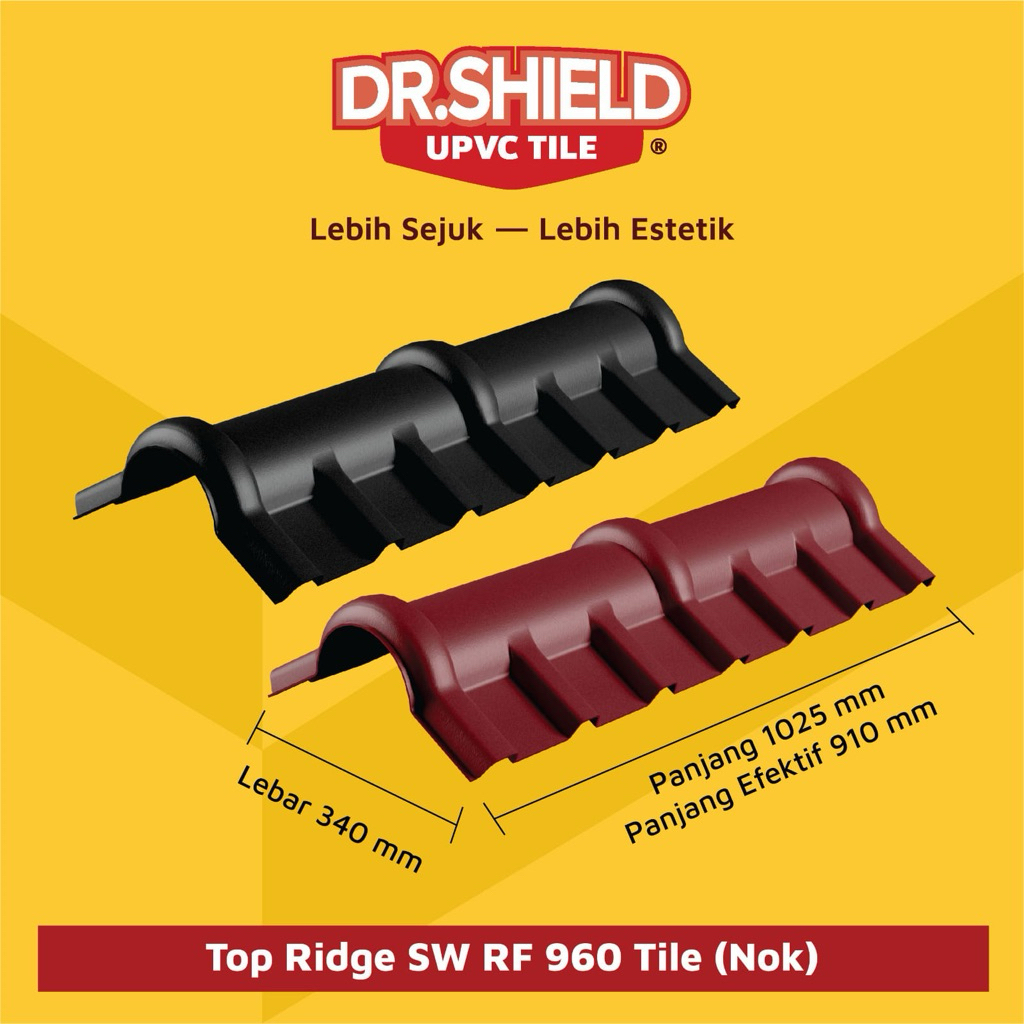 Atap wuwungan Top Ridge drShield RF 960 wuwung nok atap UPVC
