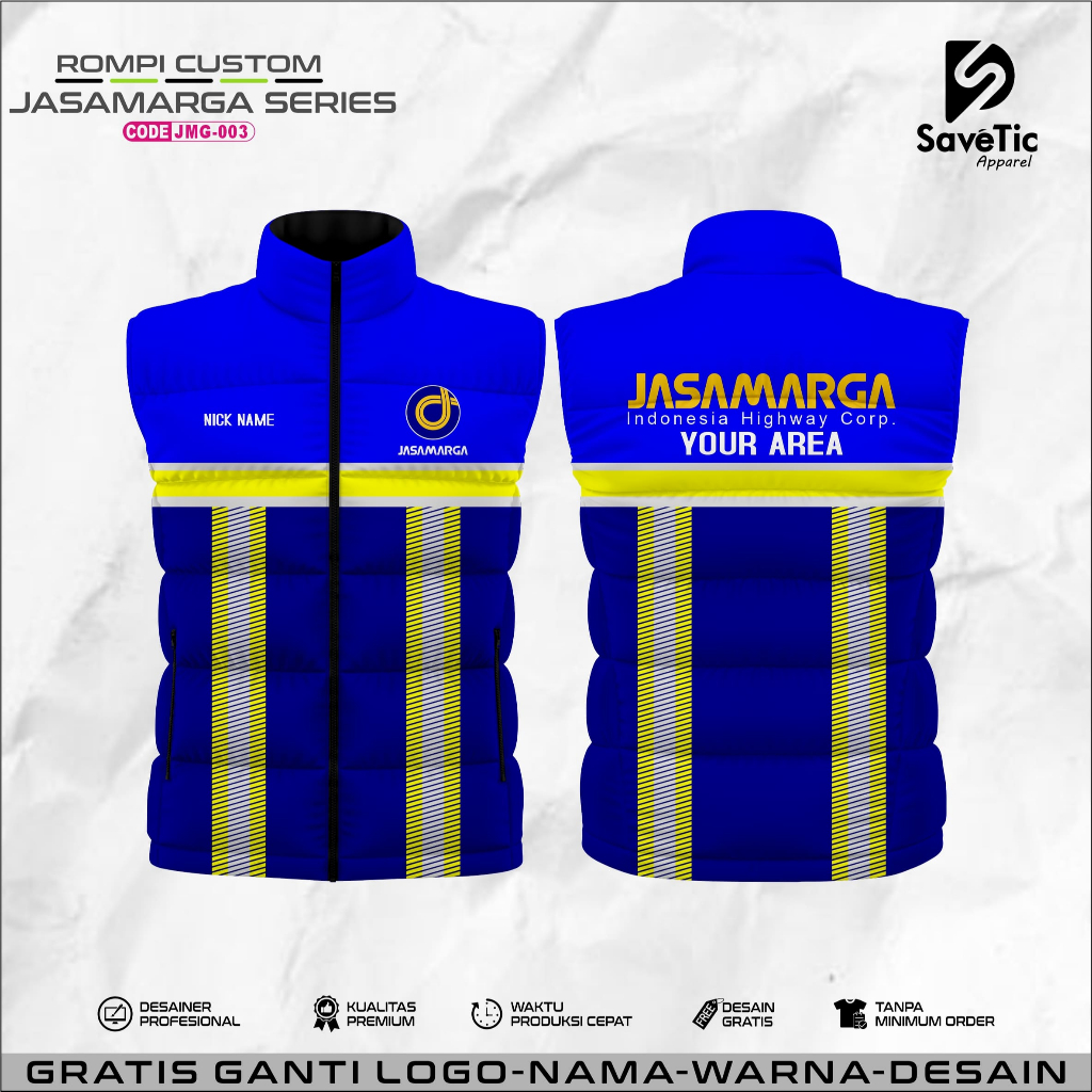Rompi Puffer /Gelembung JASAMARGA Custom Full printing Waterproof/vest/rompi outdoor/Rompi JASAMARGA