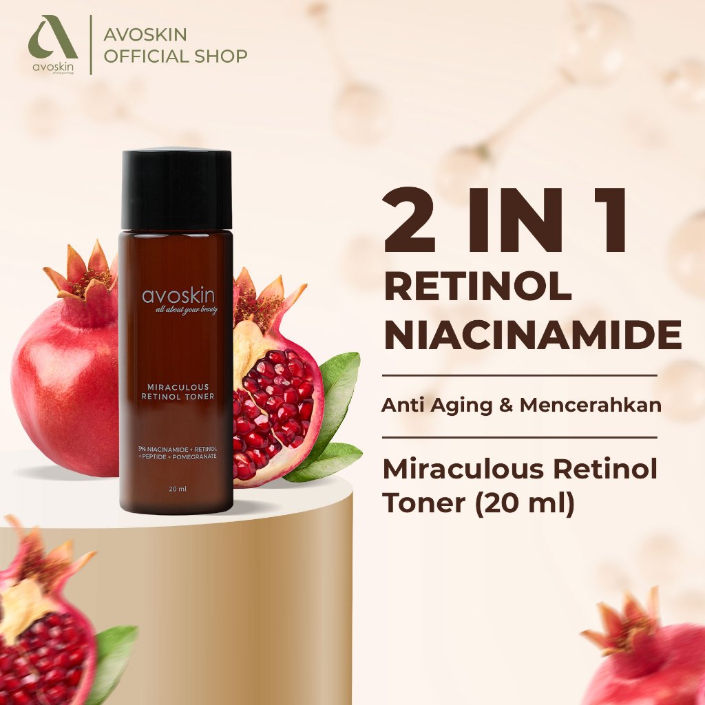 Travel Toner Avoskin Miraculous Retinol 20ml-Best 2 in 1 Retinol Niacinamide - Anti Aging & Samarkan