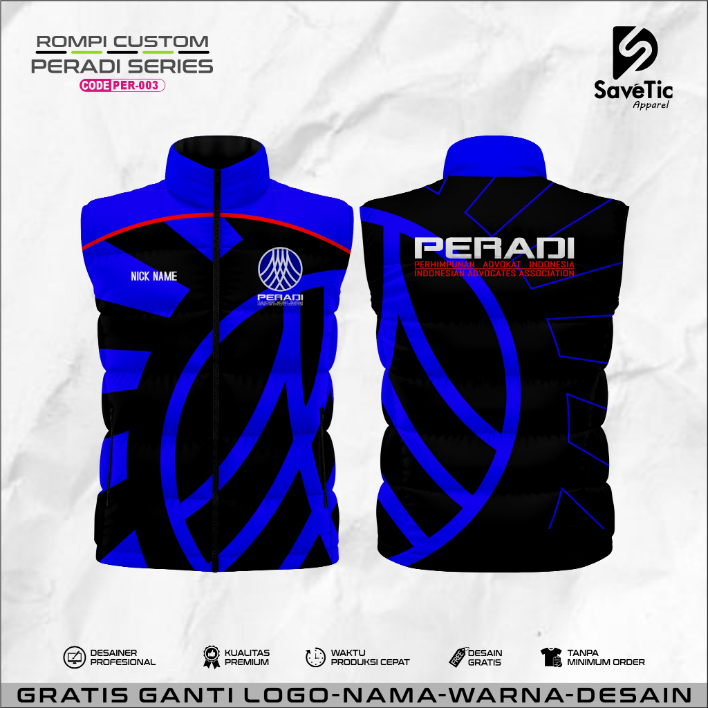 Rompi Puffer /Gelembung PERADI Custom Full printing Waterproof/vest/rompi outdoor/Rompi PERADI/Perhi