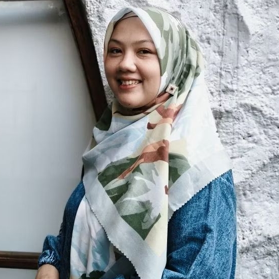Hijab segiempat Voal Motif Hijau mix abu