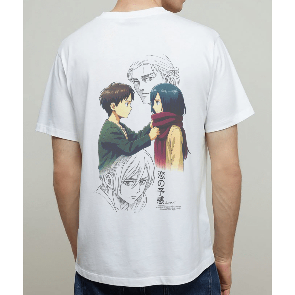 Kaos Baju T-shirt Eren x Mikasa Reguler Attack on Titan Unisex Pria Wanita