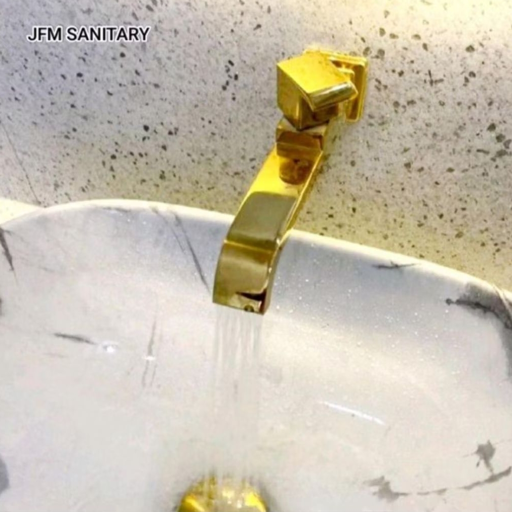 Kran Wastafel Tembok GOLD / Keran Tembok Spout GOLD EMAS