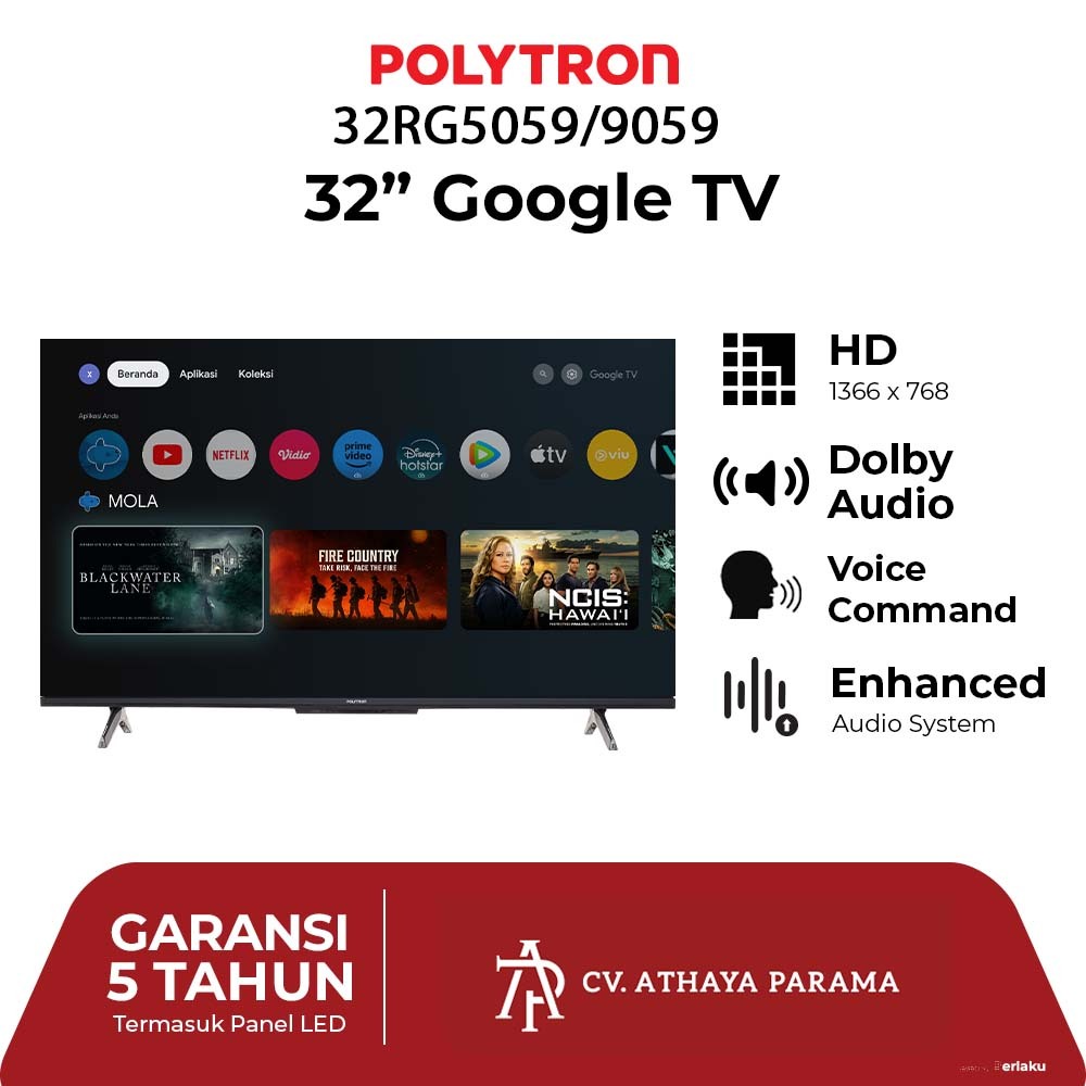 LED TV Polytron 32 inch PLD 32RG9059/5059 Smart Google TV Wifi