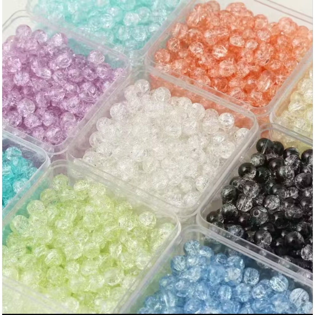 ( 30PCS ) Manik kaca manik manik kaca - Manik Manik Kristal Motif Pecah Retak