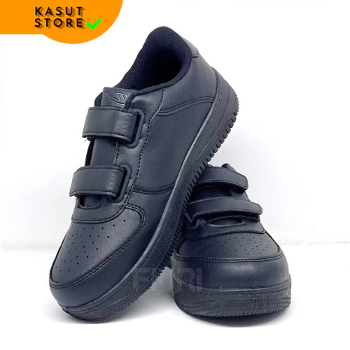 NEW ERA Sepatu Sekolah Perekat Anak Hitam Size 37-41 | Sneaker Sekolah SMP SMA
