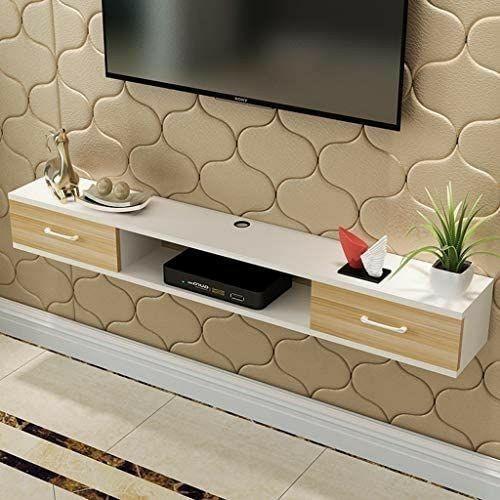 Rak Tv Tempel Dinding 100x20x10 dengan 2 laci penyimpanan / Rak Tv Kayu , Meja Tv Dinding