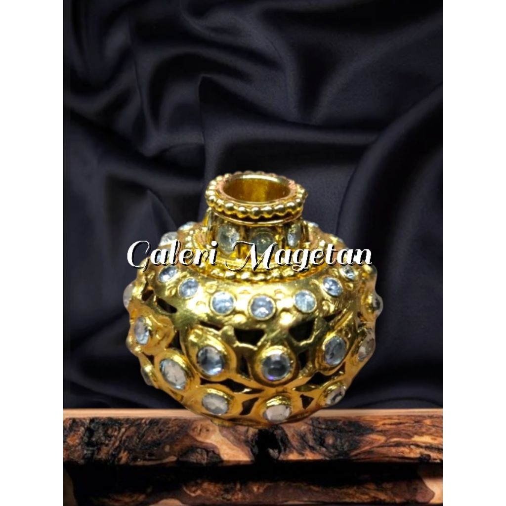 Mendak Selut Warangka Model Jeruk Keprok Tembaga Lapis emas 24 k Gold Plated Permata Zircon Tanam Ko