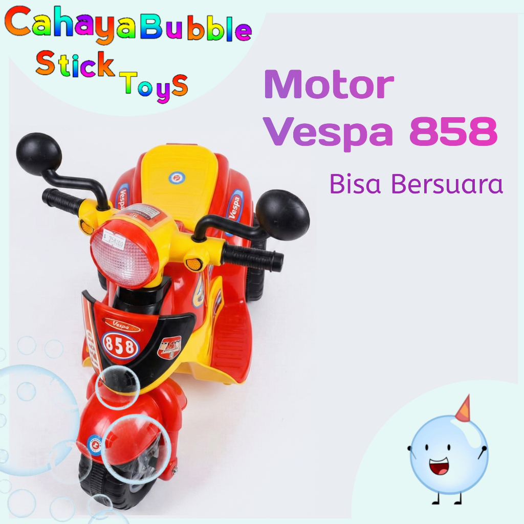 Motor Ride On Anak Vespa Merah Kuning | Motor Anak Bisa Dinaiki | Motor Dorong Kaki Anak