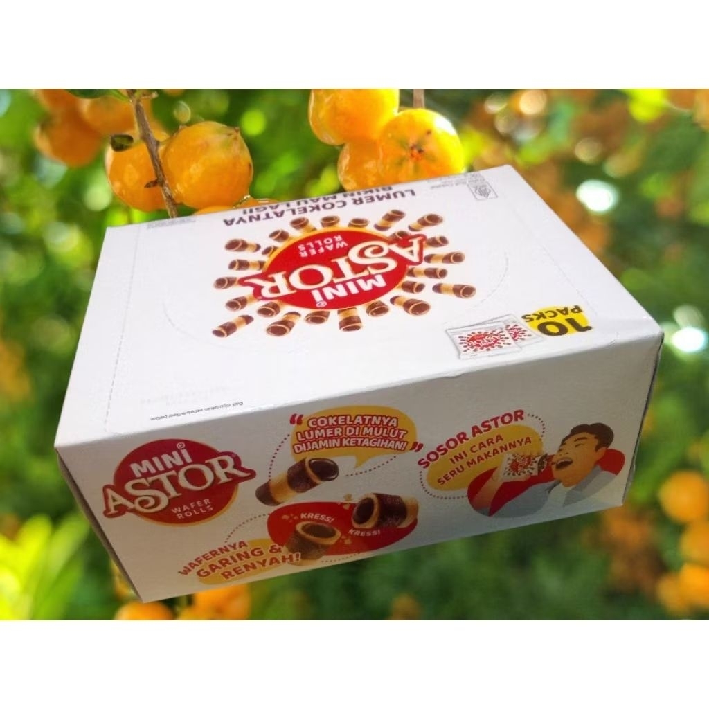 Wafer Coklat MINI ASTOR WAFER ROLLS Kotak