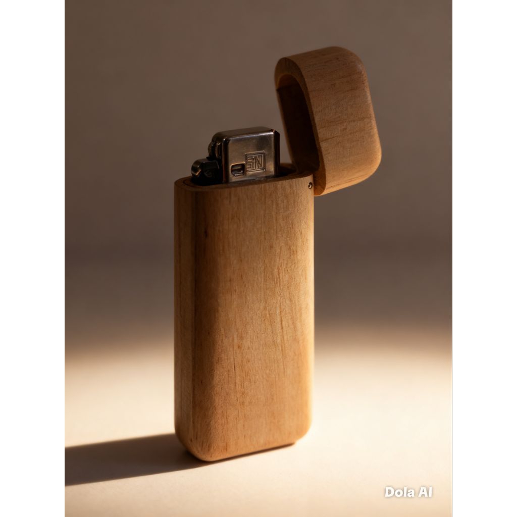 Cover Korek Api Gas bahan Kayu Unik Keren Model bahan dari kayu mahoni (FREE KOREK)