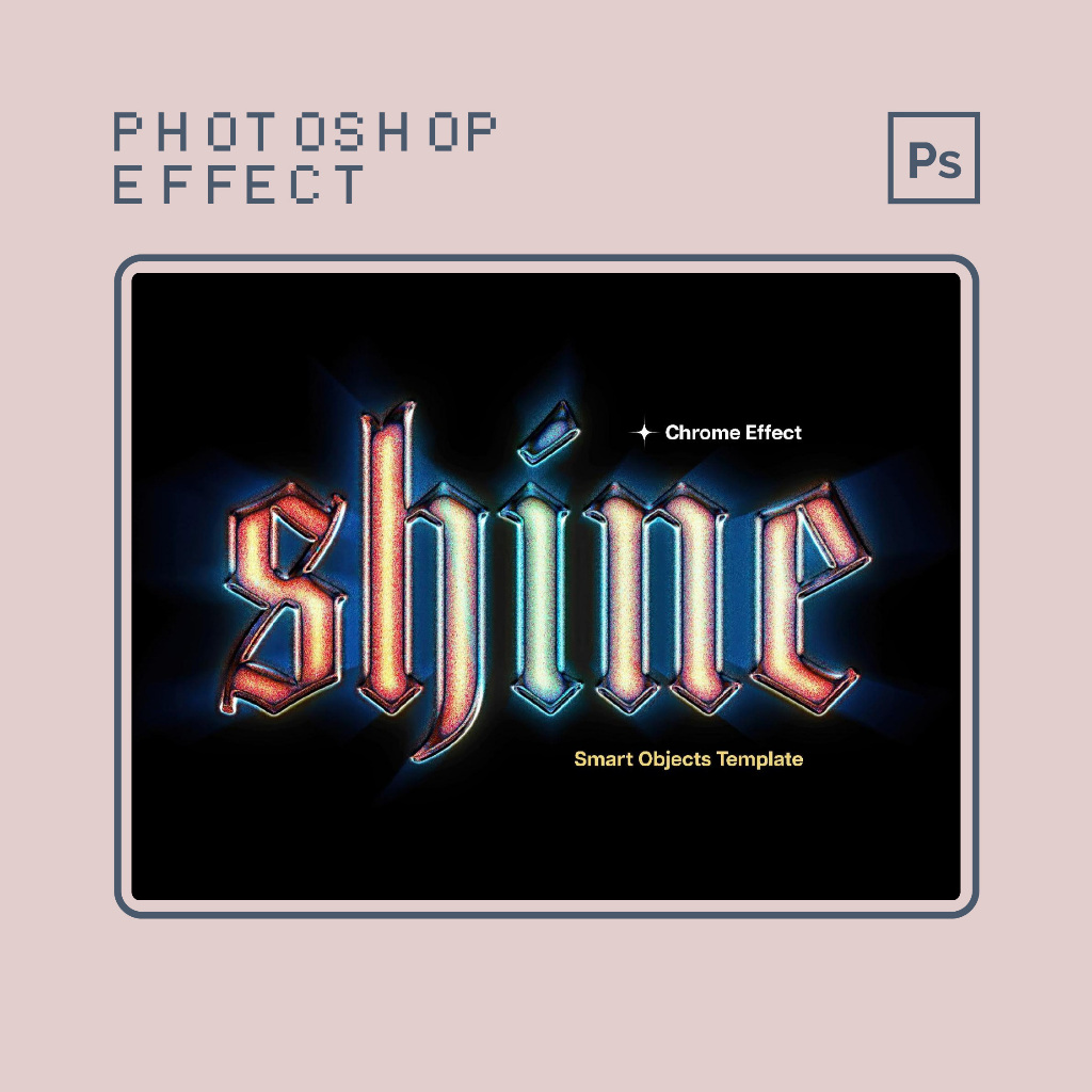 Photoshop Effects - PB Dim Glow Chrome Text Effect