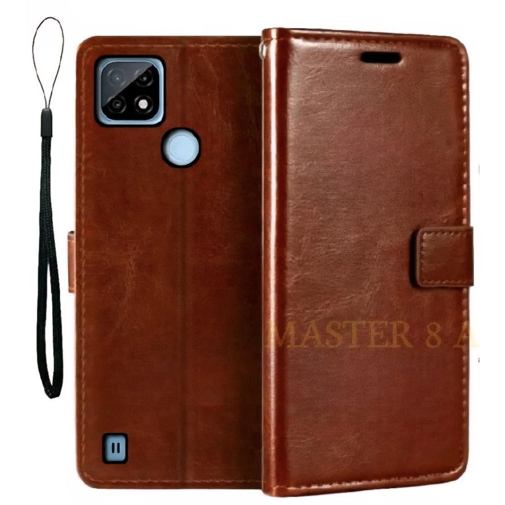 Case Untuk Realme C21/C21Y Flip Cover Wallet Leather Casing Dompet Kulit