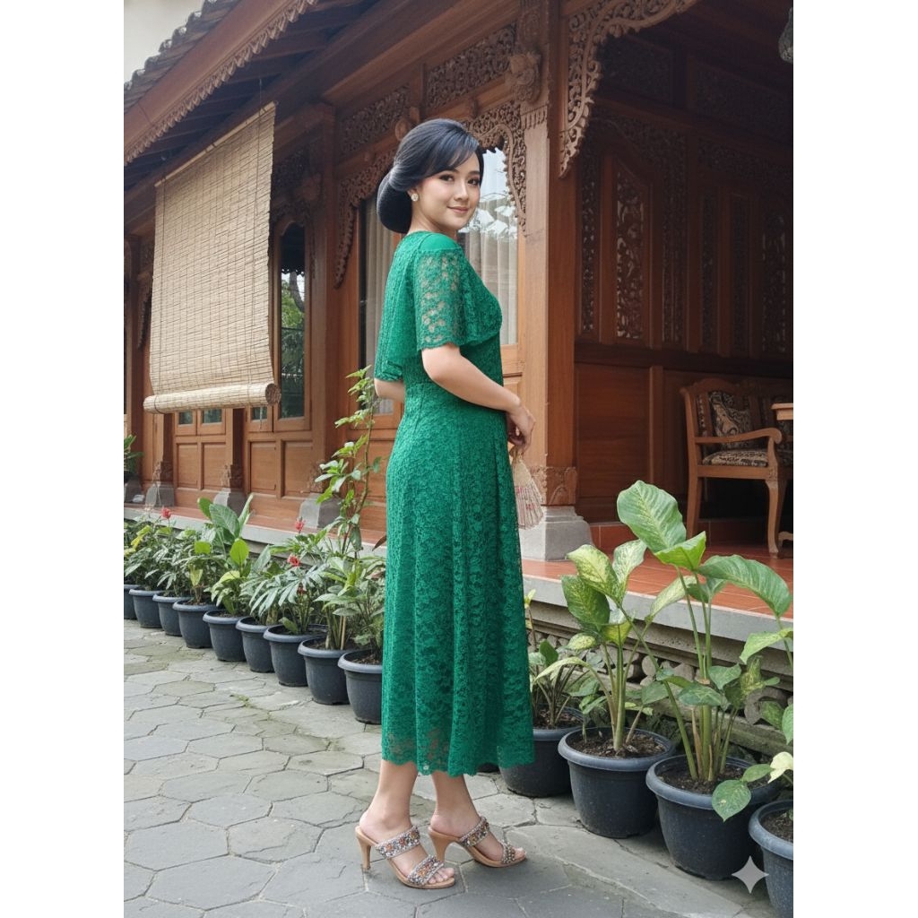 Dress Brukat/ Dress brokat tile/ tulle brokat bordir/tile brokat bordor/midi dress/dress Natal/dress