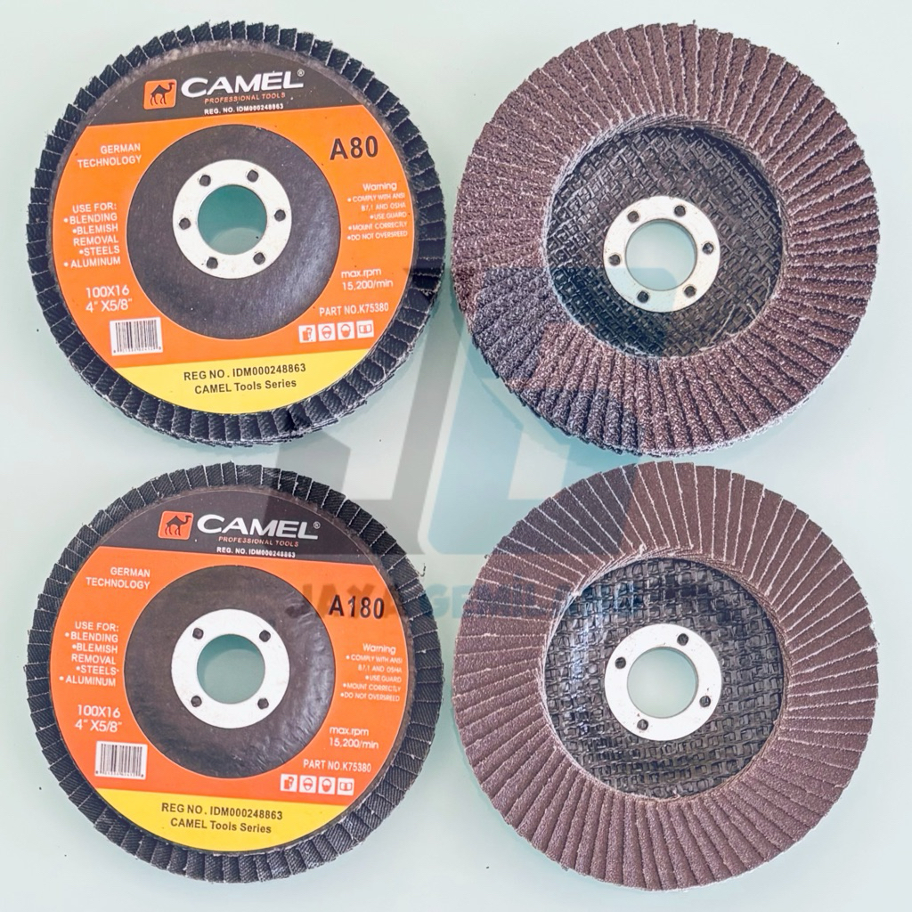 Mata Gerinda Gurinda Amplas Susun Amplas Poles Fla Disc 4” Inch Grit 80 180 Camel