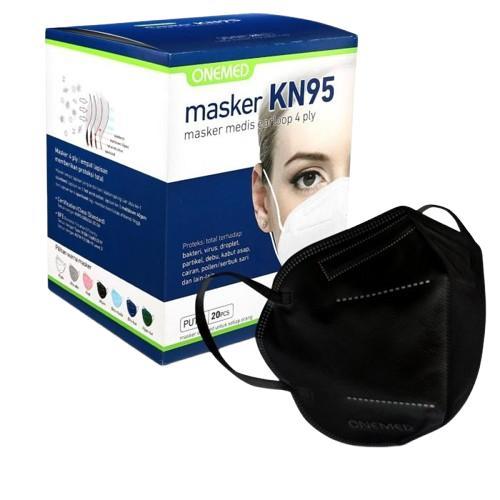 ONEMED - Masker Karet KN95 OneMed 4ply Box isi 20pcs - Hitam | Surgical Mask OneMed - Masker Karet K