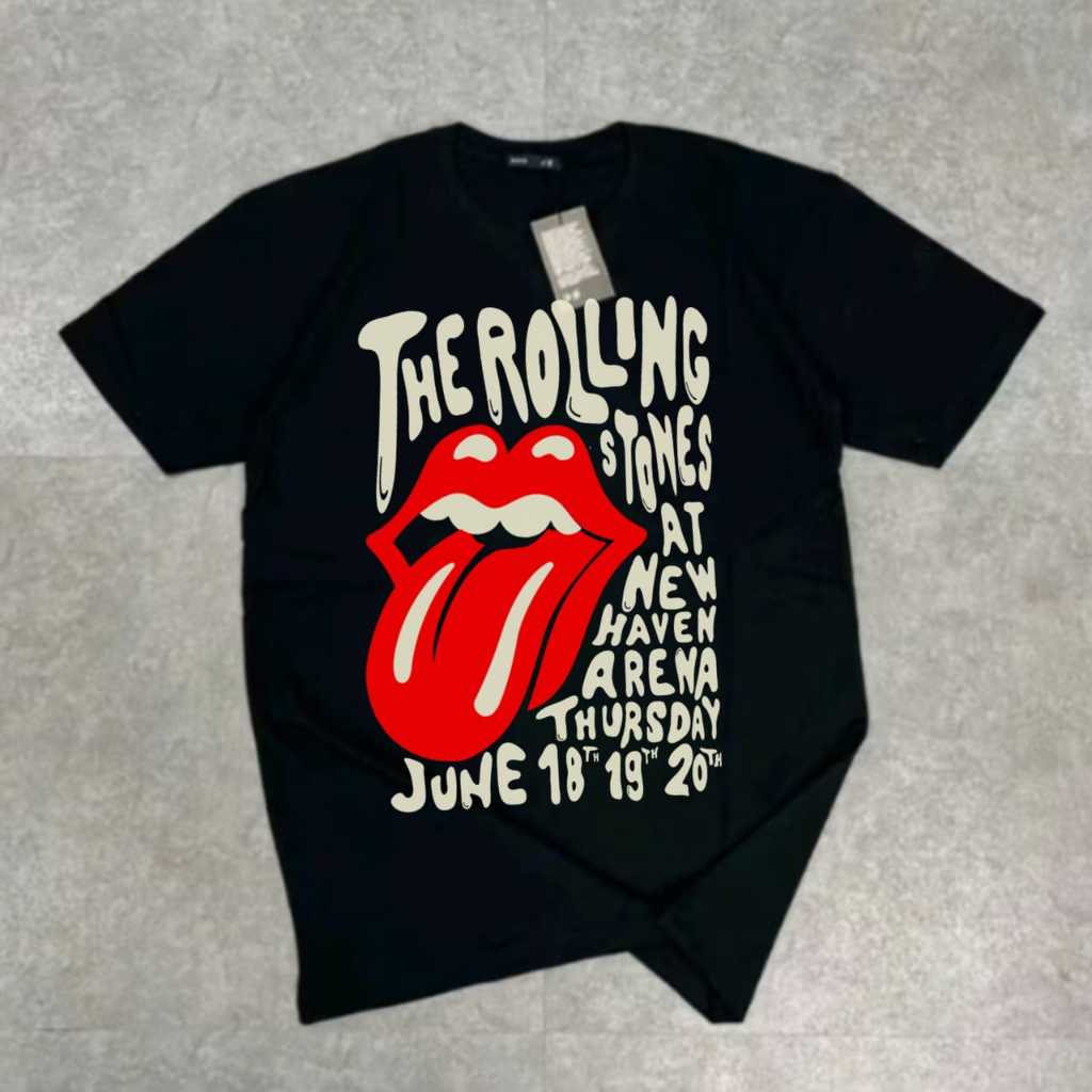 Kaos Rolling Stones Hitam Vintage 100% Katun Combad 24s Premium | Kaos Band Rolling Stones | Baju Ro