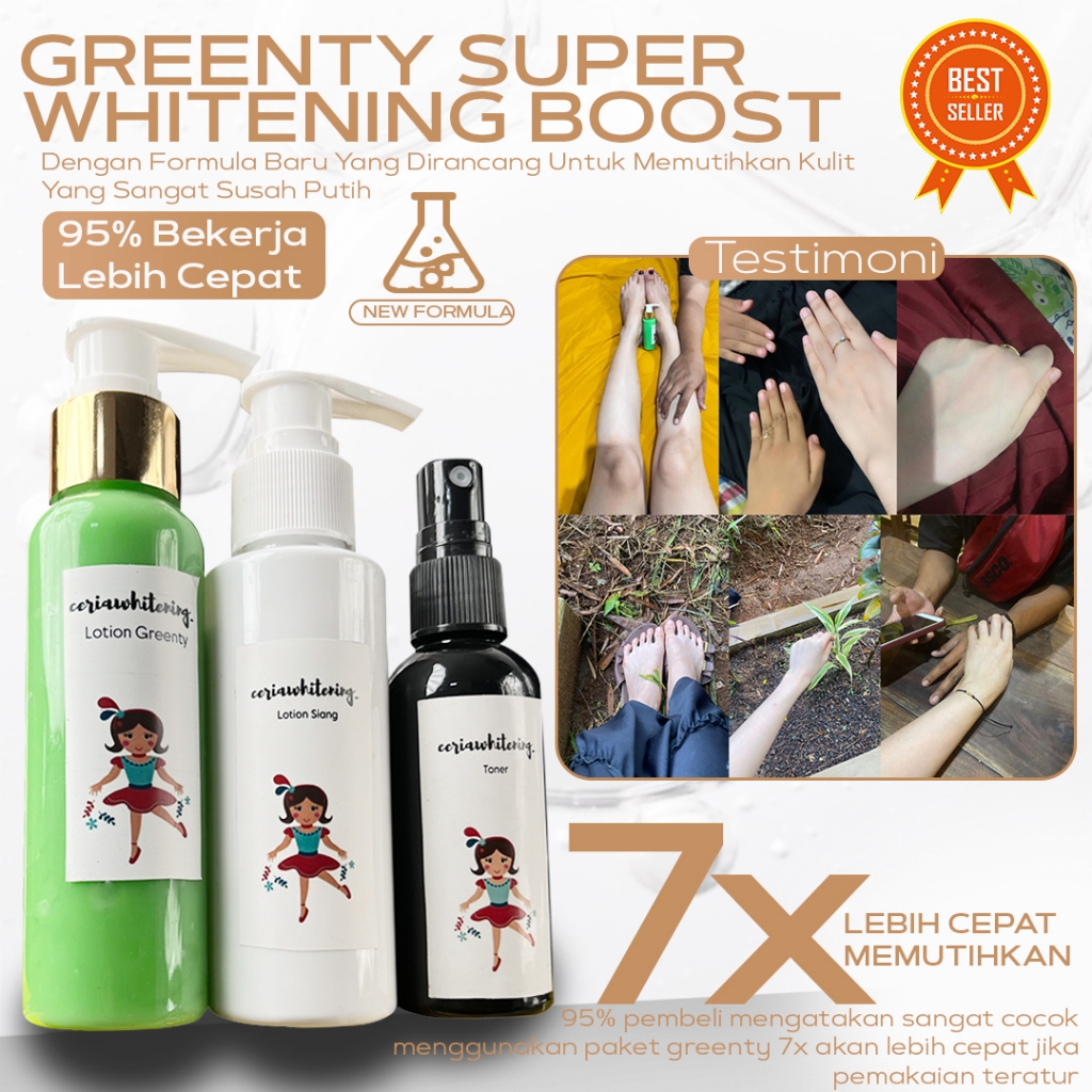 PAKET GREENTY CERIAWHITENING | Lotion Malam Pemutih Badan Ampuh-Hb Dosting Dosis Tinggi | Pemutih Ba