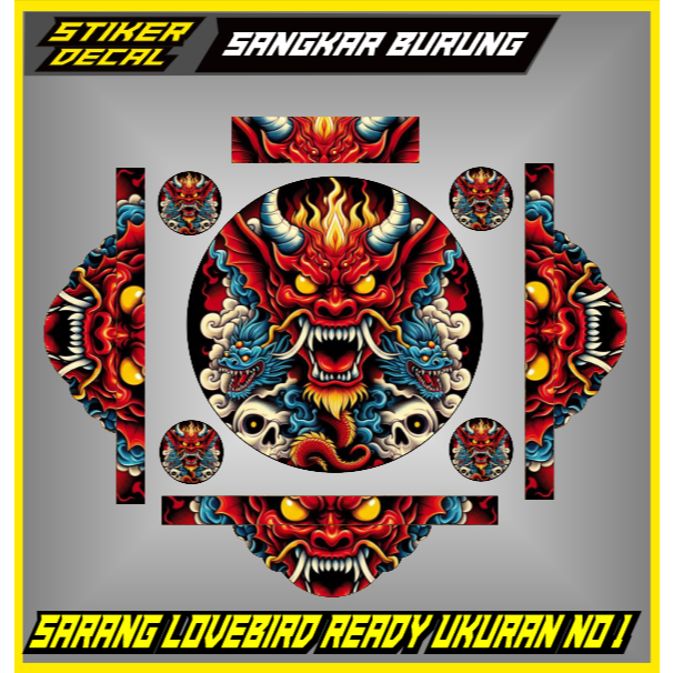 AMB - Stiker Decal Sangkar Burung Lovebird No.1 / diameter 33cm Kurungan Burung