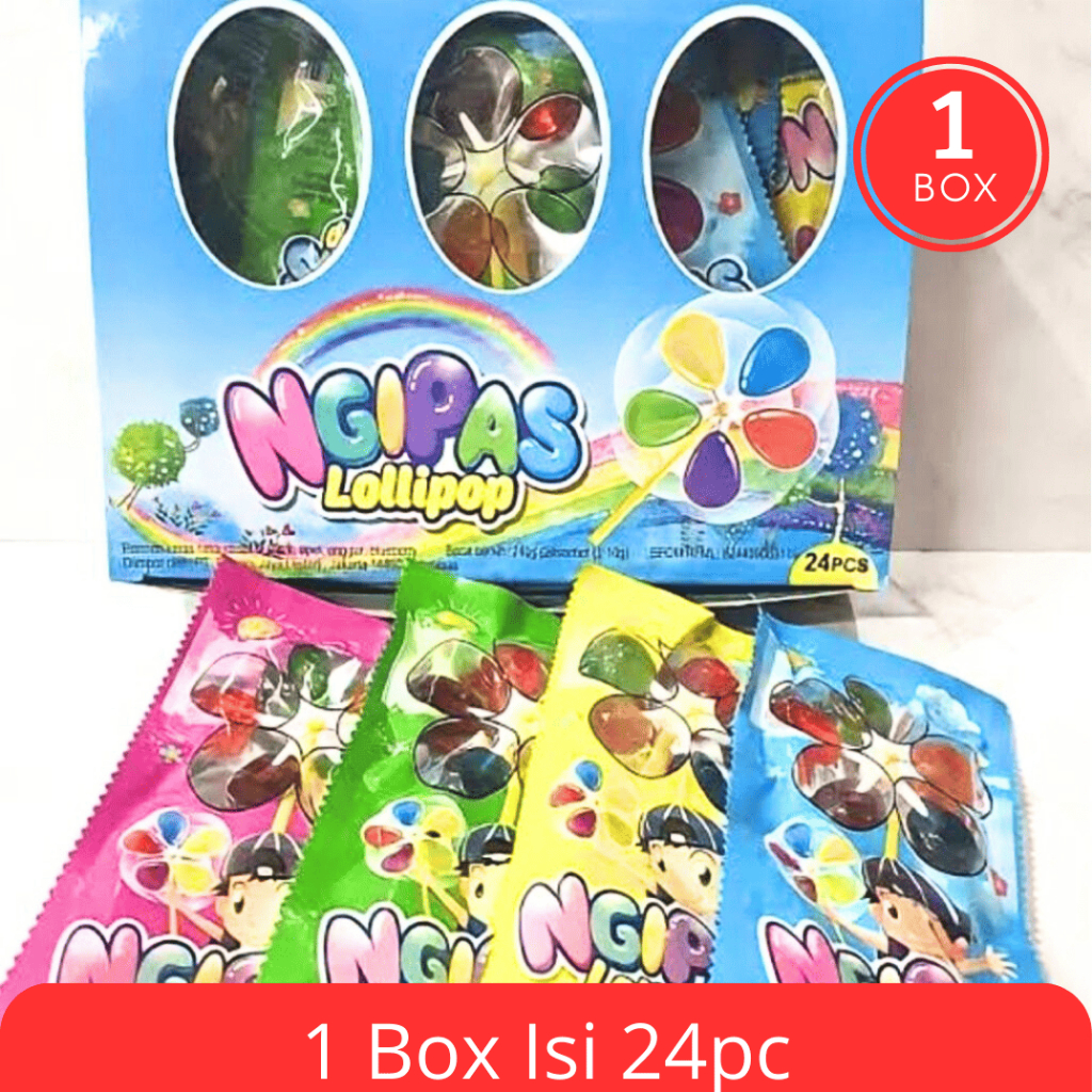 Permen Lollipop Kipas 192gr Isi 24pcs | Permen Lollipop Unik dengan Mainan Kipas Favorit Anak