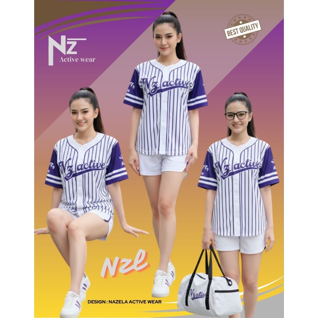 Baju olahraga wanita | Jersey baseball wanita | Jersey wanita lengan pendek sport wear sxb original