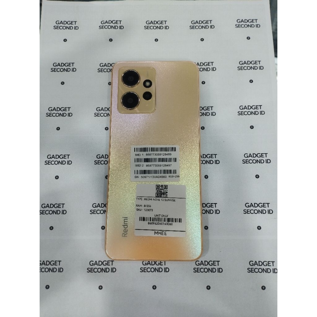 HANDPHONE SECOND REDMI NOTE 12 SUNRISE RAM 8/256 ORIGINAL