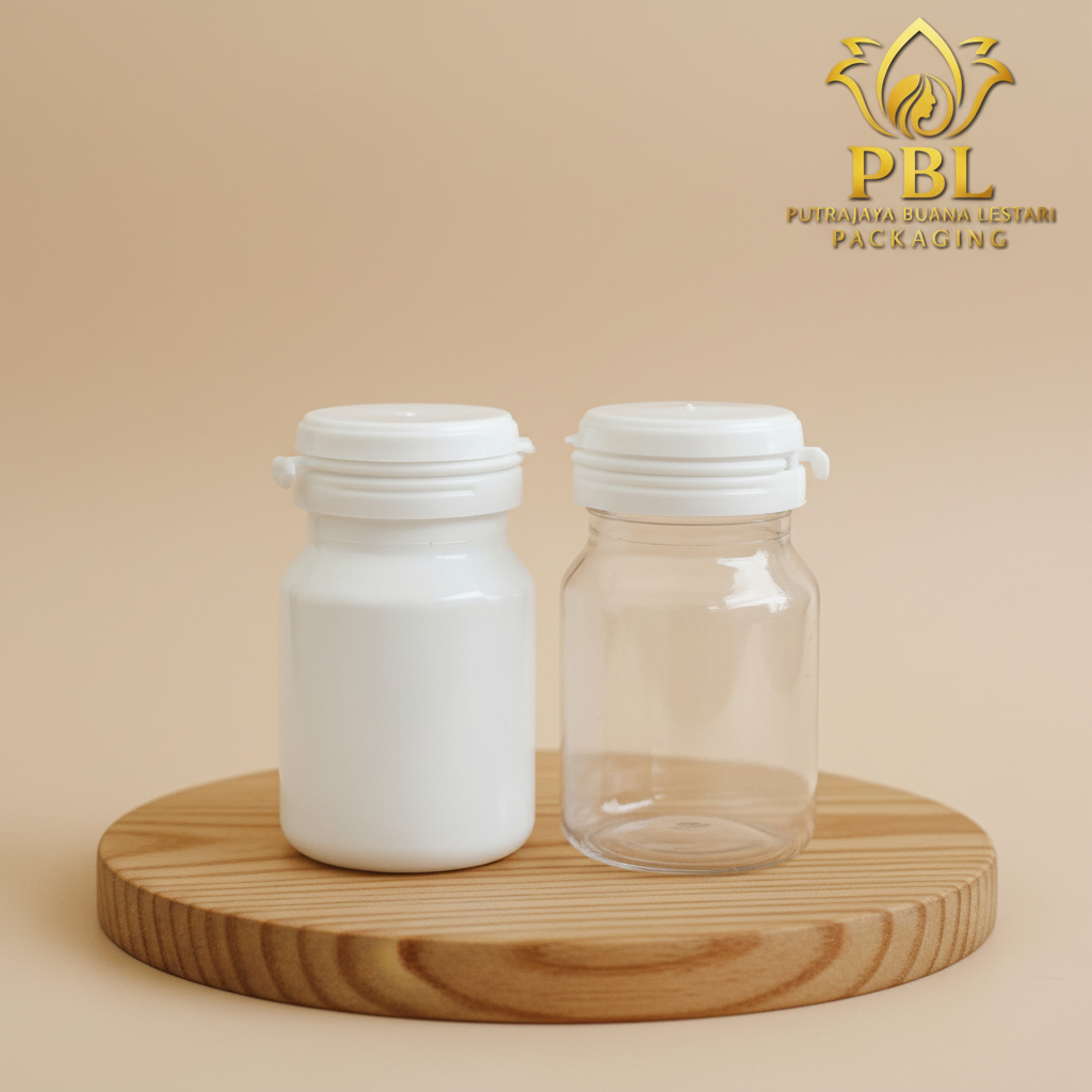 Botol Kapsul isi 30 / Botol 30ml Bulat / Botol Kemasan Pil & Kapsul 30ml / Botol Plastik Pet Tebal