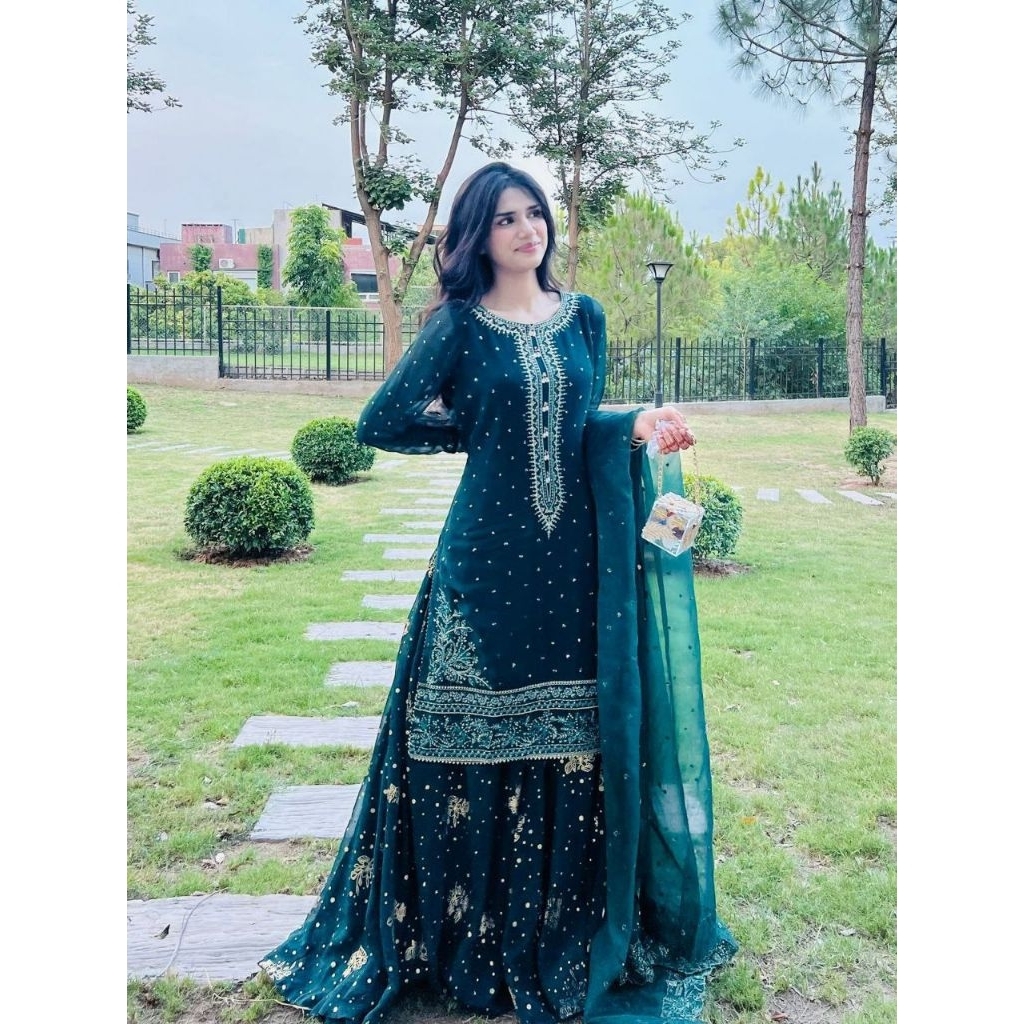 Setelan rok muslim semistich pakistan import wanita