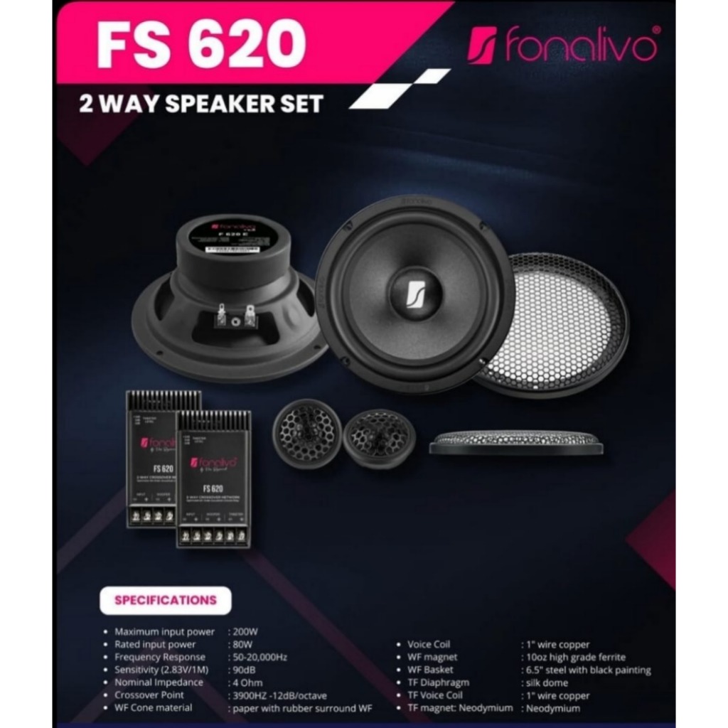 Speaker 2 Way Fonalivo FS 620 Component Set By Vox Research