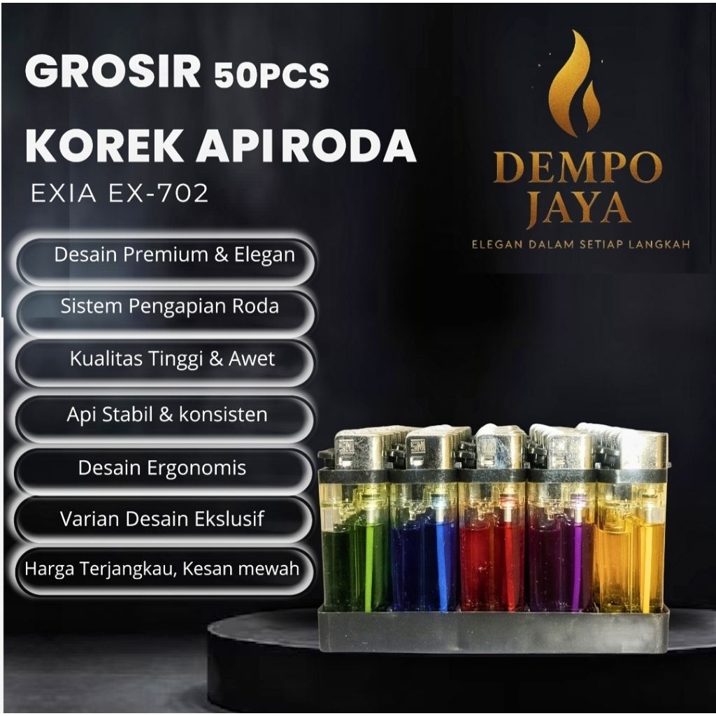 Korek Api Roda EXIA EX-702 – 50 Pcs | Korek Gas Api Biru Grosir