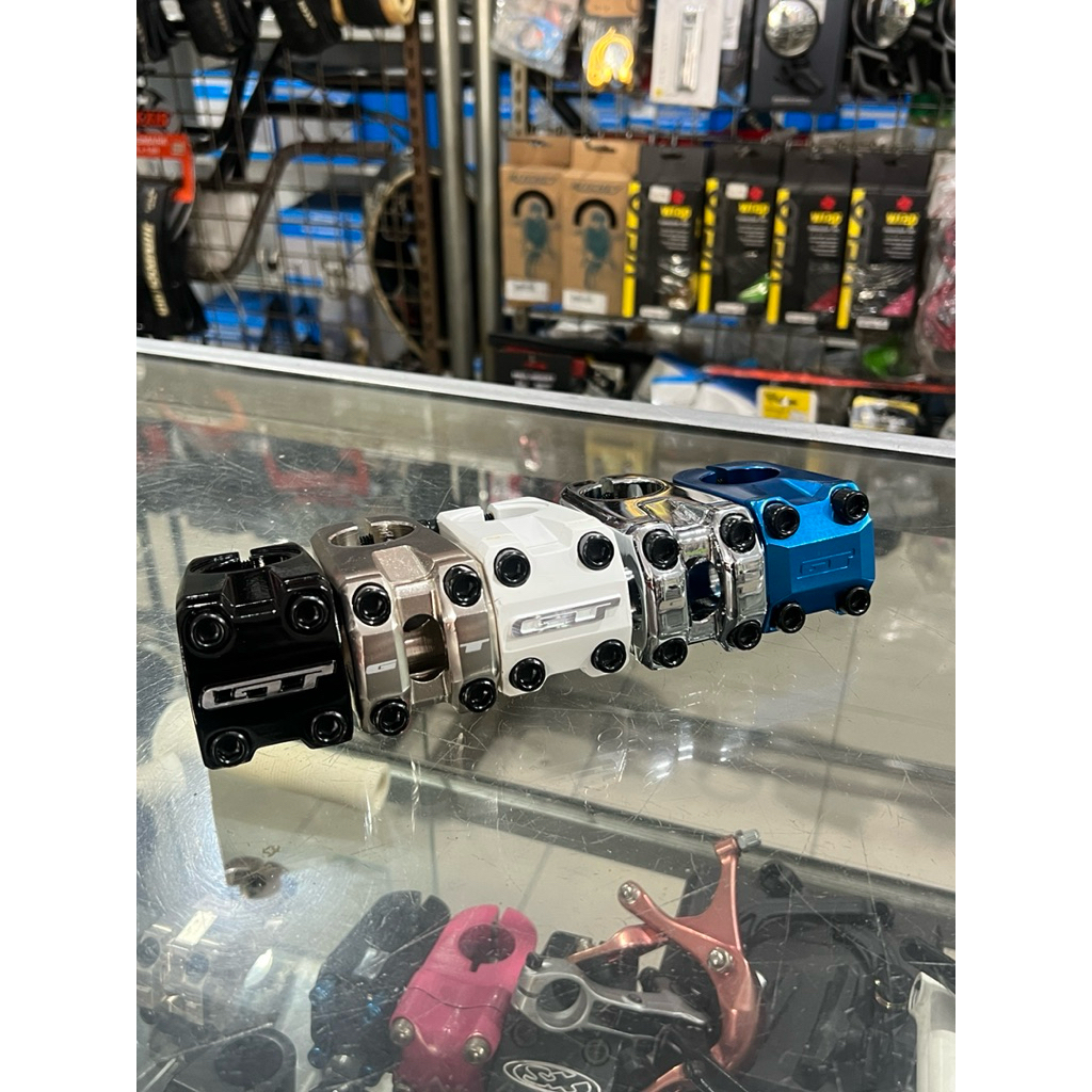 STEM BMX GT SILVER PUTIH HITAM STANDAR 22.2 28.6 EMBOSS MTB SUNRISE ALLOY SEPEDA