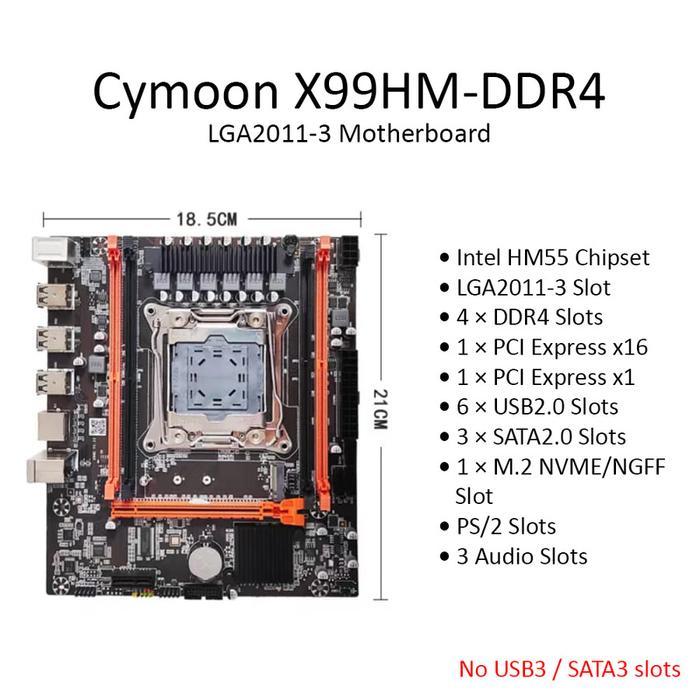 Motherboard Cymoon X99 LGA 2011-3 DDR4 Mainboard Mobo USB3 SATA3 ( BERGARANSI )