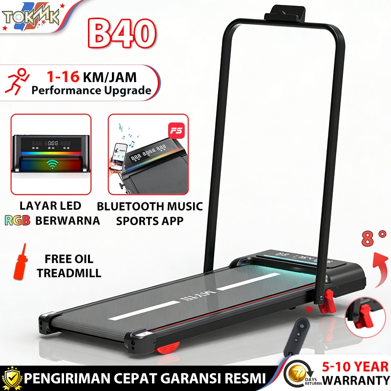 TOK MK S30/B40 Treadmill listrik 16KM low watt incline Dasbor digital Portable lipat Treadmill rumah