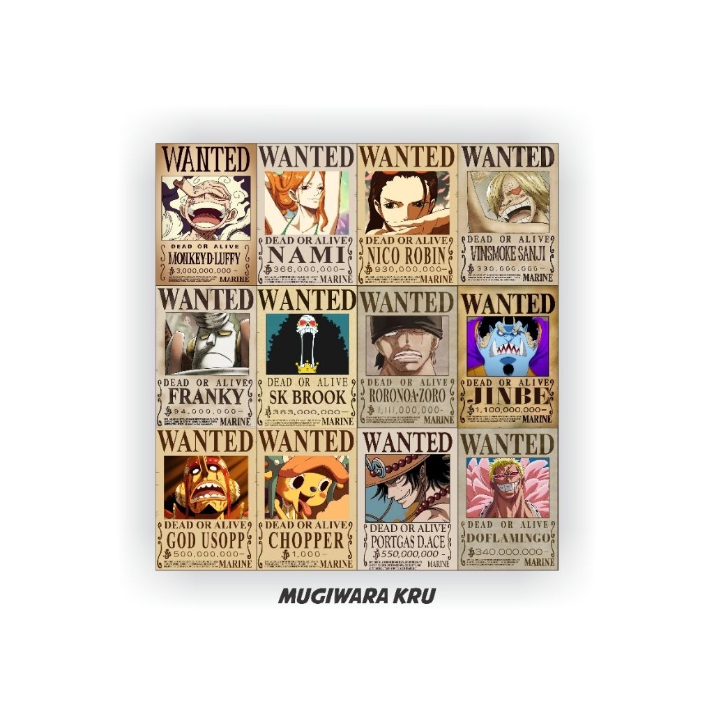 Poster Anime Bounty One Piece Ukuran A4 Ivori 230