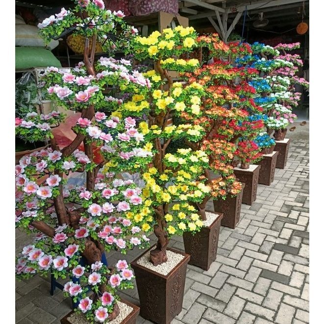 [Bunga set pot] Pohon bonsai hawai ekstra jumbo 200 cm / bunga hiasan sudut ruangan / bunga artifici