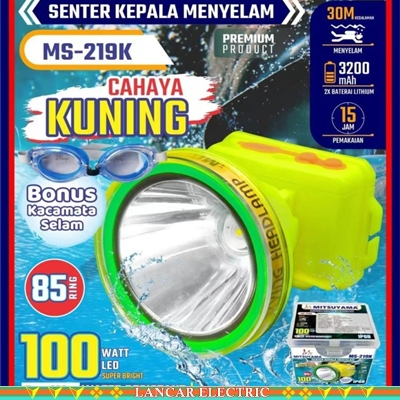 Senter Kepala Selam Diving 100 Watt Mitsuyama MS-219P MS-219K Headlamp